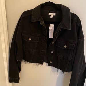 Topshop cropped Jean jacket. Raw hem.